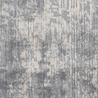 Ivory & Silver Hand-Knotted Synthetic 2'2" x 7'6" Runner Rug