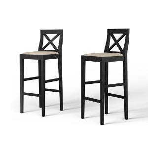 CIPACHO Bar Chair Counter Height Stool with Backrest, Padded Seat & Footrest, Wood Kitchen Island Chair, Vintage Dining Room Chair for Home, Pub,Black - 1 of 4