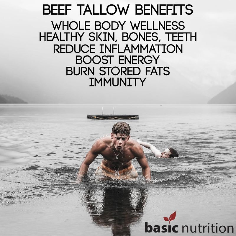 Basic Nutrition Grass-Fed Beef Tallow Dietary Supplement Softgels, Vitamin-Rich Superfood, No Hormones, No Pesticides, For Immune Support, 6 of 8