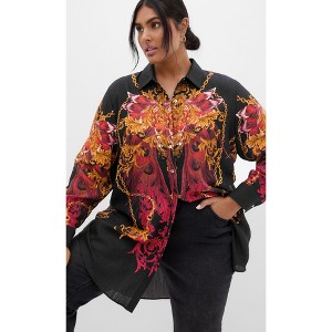 Women's Plus Size Savannah Lavish Shirt - black | CITY CHIC - 1 of 4