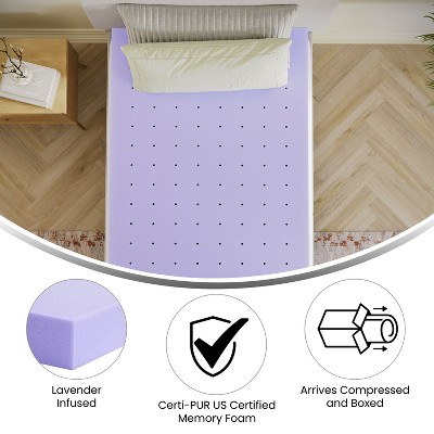 Twin XL Lavender Infused Memory Foam Mattress Topper