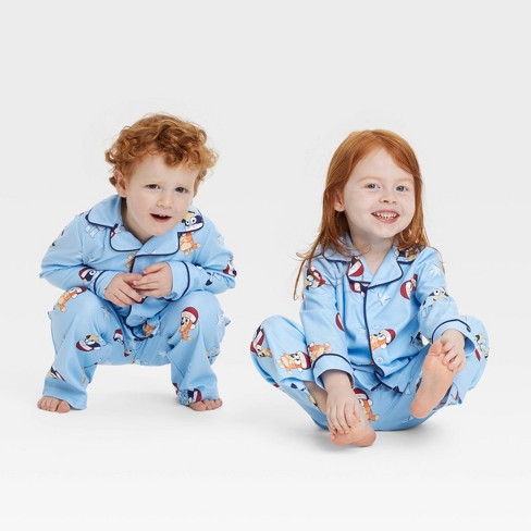 Toddler Boys 2pc Bluey Christmas Coat Pajama Set Blue 2t Target