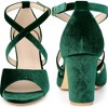 Perphy Women's Criss Cross Strap Faux Velvet Open Toe Block Heel Sandals - 2 of 3