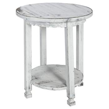 Country Cottage Round Wood End Table Antique Finish - Alaterre Furniture