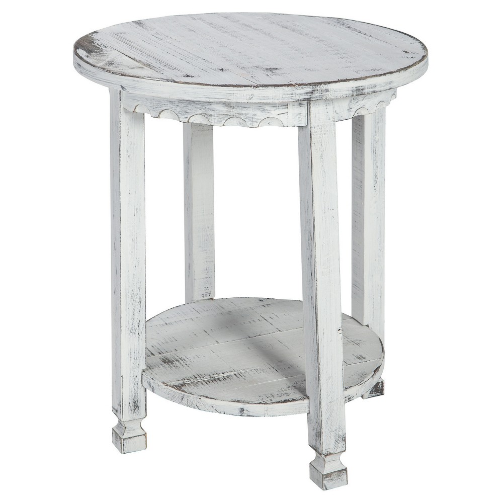 Photos - Coffee Table Alaterre Furniture 24" Round End Table Hardwood White : Stained Finish, Dr