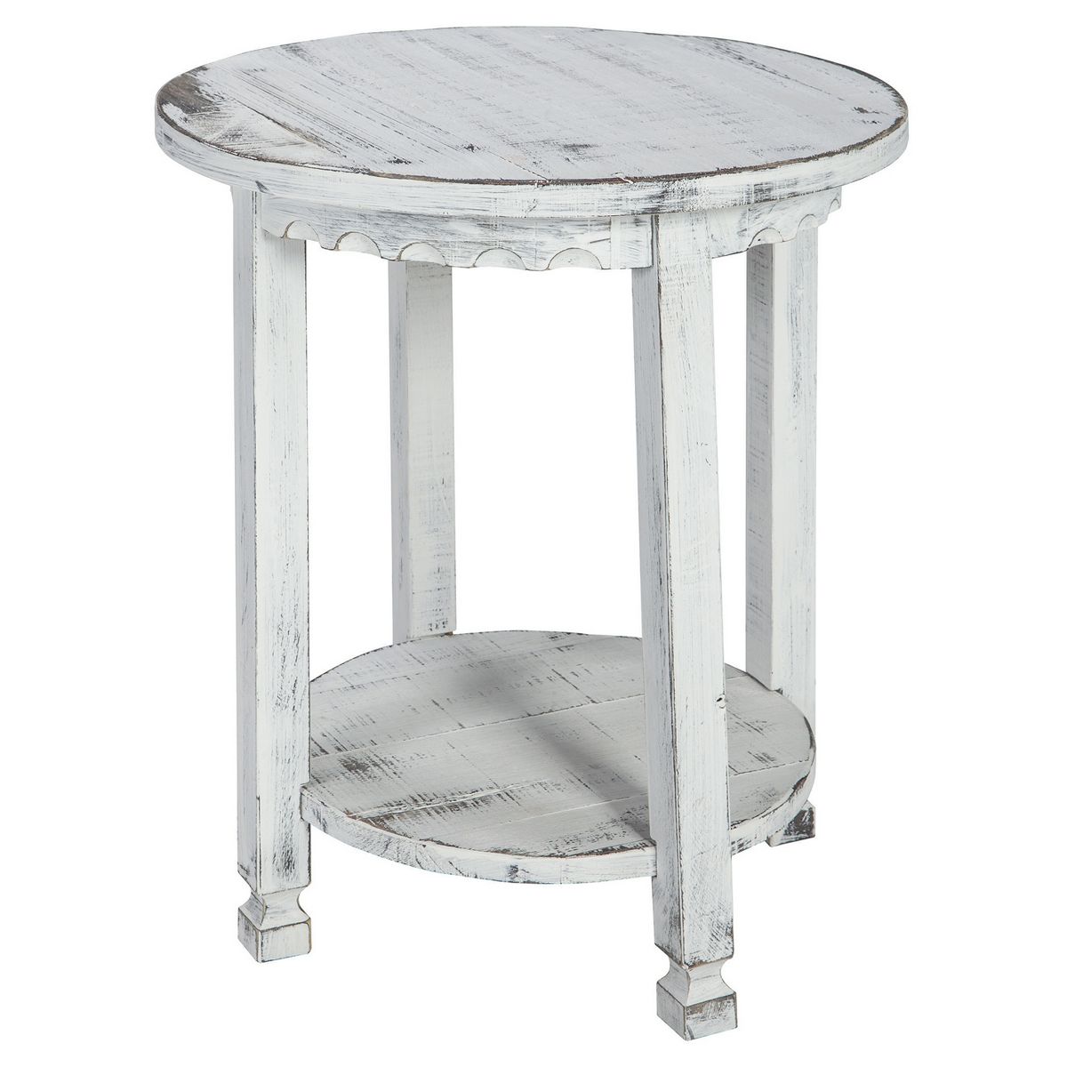 Country Cottage Round Wood End Table Antique Finish - Alaterre Furniture - thumbnail 6
