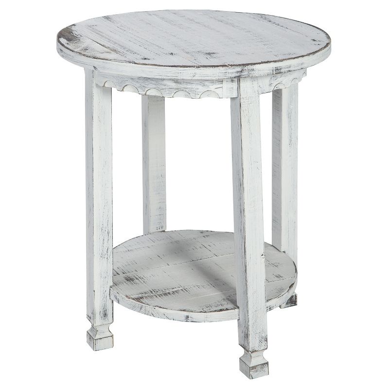 Country Cottage Round Wood End Table Antique Finish - Alaterre Furniture, 1 of 7