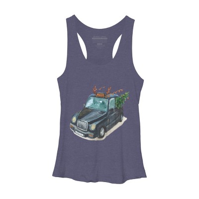 Women's Design By Humans Christmas Cab By ValerieShephard Racerback Tank Top
