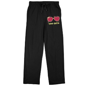 Valentine's Day Too Cute Heart-Shaped Glasses Men's Black Sleep Pajama Pants - 1 of 4