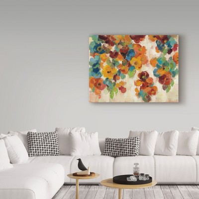 Silvia Vassileva 24x32 Spice and Turquoise Floral Canvas Art