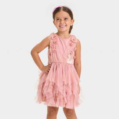 Image of Toddler Girls' Audrey Camille Swan Tulle Dress - Pink 2T