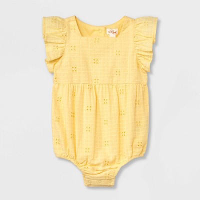 Image of Baby Girls' Eyelet Romper - Cat & Jack™ Yellow 0-3M