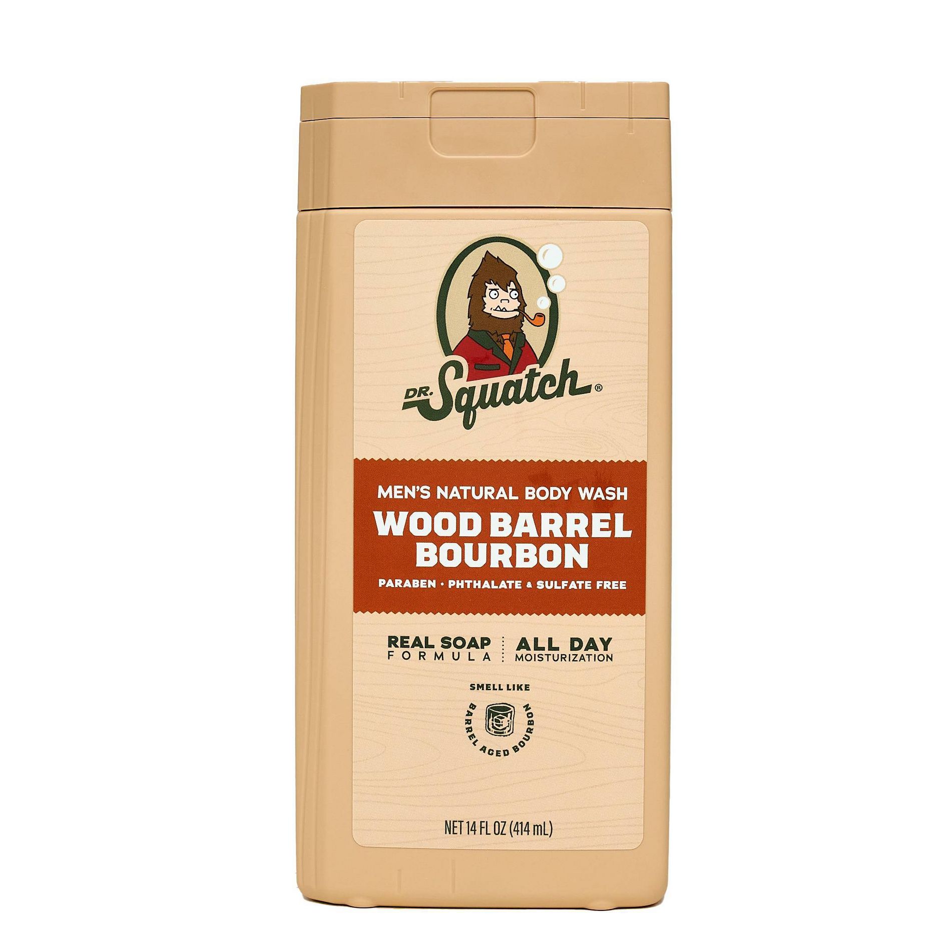 DR. SQUATCH Men's Natural Non-Exfoliating Body Wash - Wood Barrel Bourbon - 14 fl oz