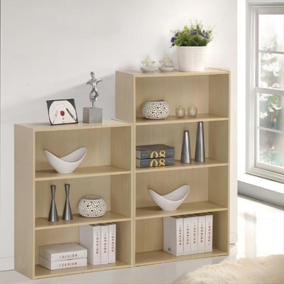 Furinno 4-Cube Open Bookshelf Home Decor Storage Organizer Sofa Side Display Shelf,Steam Beech
