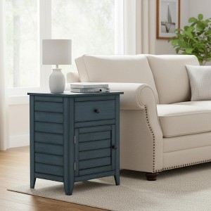 Homy Casa Wooden End Table with Drawer & Cabinet Storage for Living Room - 1 of 4