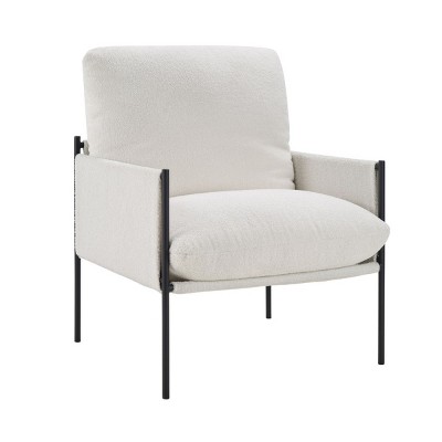 Syemin Accent Chairs Modern Upholstered Living Room Chair Comfy Recliner Chair Vanity Chair Single Sofa Reading Chair, White, 28.54"*31.3"*32.09"