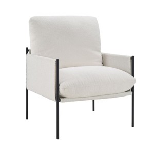Syemin Accent Chairs Modern Upholstered Living Room Chair Comfy Recliner Chair Vanity Chair Single Sofa Reading Chair, White, 28.54"*31.3"*32.09" - 1 of 4