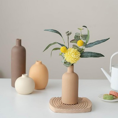 ACEPANO Modern 4-Piece Ceramic Decorative Vase Set-Coffee Brown