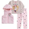 Disney Princess Minnie Mouse Frozen Elsa Anna Girls Long Sleeve Shirt, Vest and Legging Pants Set for Toddler and Little Kids - 2 of 4
