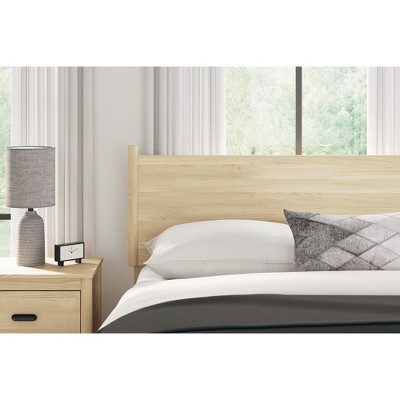 Beige Transitional Queen Platform Wood Bed