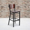 Emma and Oliver Black Decorative Slat Back Metal Restaurant Dining Barstool - 2 of 4
