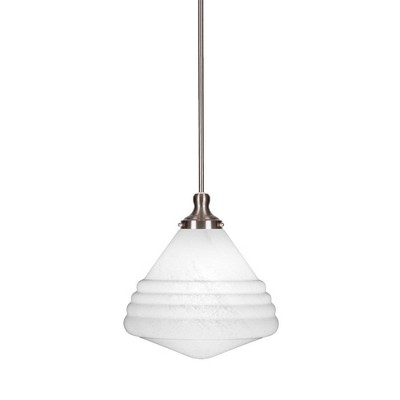 Toltec Lighting Juno 1 - Light Pendant in  Brushed Nickel with 14" White Marble Shade