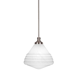 Toltec Lighting Juno 1 - Light Pendant in  Brushed Nickel with 14" White Marble Shade - 1 of 1