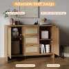 Rattan Buffet Sideboard Cabinet with Storage, 47.2"Boho Credenza Console Table with Drawers Doors,Large Wooden Accent Table Adjustable Shelves - 4 of 4