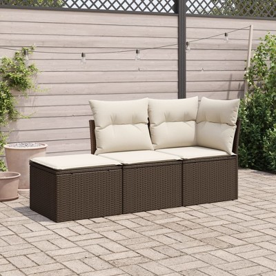 vidaXL Garden Sofa Set  PE Rattan Standard Adjustable Feet