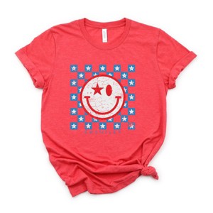 Simply Sage Market S.W.Smiley Checkered Patriotic Short Sleeve Tee - 1 of 4