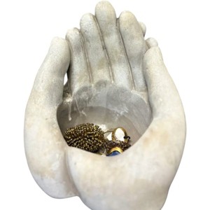 Slickblue Cement Hands Planter, Candle Holder, Modern Decorative Style, White, Small or Large Size - 1 of 3