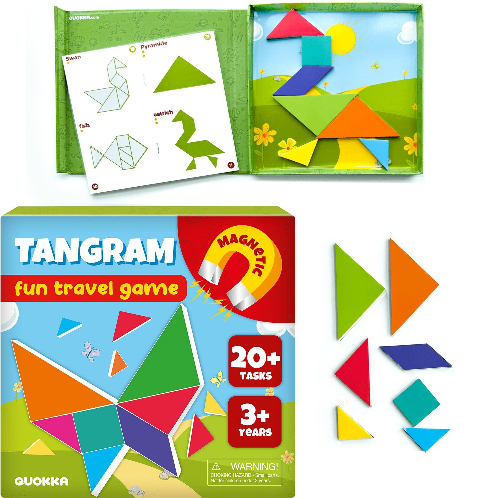 QUOKKA Tangram Magnet Travel Game for Kids 3-5