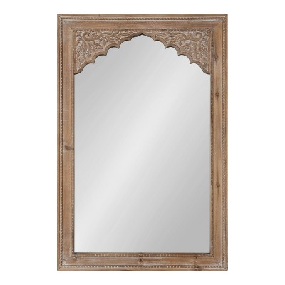 Rustic Brown Bohemian Full-Length Rectangular Wood Wall Mirror