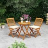 Costway Outdoor Folding Chairs Set of 4 Acacia Wood High-Back Chair with Seat Cushions Beige/Navy/Red - 2 of 4