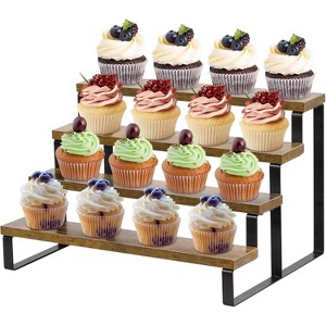 Rustic Wood Cupcake Stand,4 tier Wooden Cupcake Display Riser,Stepped Display Stand for Cupcakes,Perfume,Cologne,Spiece and Other Small Items - 1 of 4