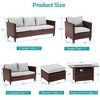 Sonkuki 7 Pieces Patio Sofa with Rectangle Fire Pit Table and Ottomans, Wicker Conversation Couch, Navy Blue Cushion - 3 of 4