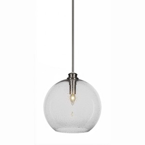 Toltec Lighting Kimbro 1 - Light Pendant in  Brushed Nickel with 13.75" Clear Bubble Shade - 1 of 1