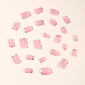 LOVELAY CREATIONS Nude Pink Short Square Press-On Nails with French Tips - 1 of 4