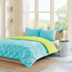 Blue/Green Penny Reversible Down Alternative Comforter Mini Set Full/Queen 3pc