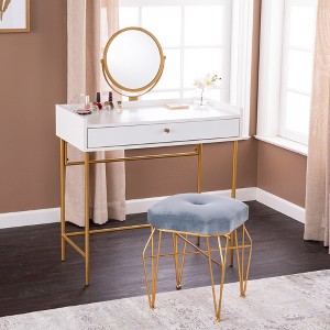 FONTOI 31"W Derald Vanity Table with Mirror Spacious Drawer and Gold-framed Swivel Mirror for Bedroom Dressing Room, White, 31.5"*16.75"*45.25" - 1 of 4