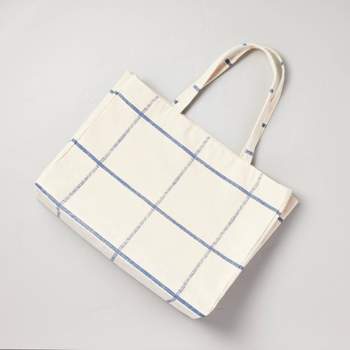 Distressed Grid Lines Market Bag Blue/Natural - Hearth & Hand™ with Magnolia