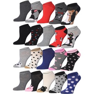 Tipi Toe Women's & Girls 20 Pairs Colorful Wild Leaf Patterned No Show Socks For Women - 1 of 1