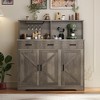 Farmhouse Sideboard Buffet Cabinet with Microwave Stand, Barn Doors Buffet Storage Cabinet with Drawers and Shelves, Wood Coffee Bar Cabinet - 3 of 4