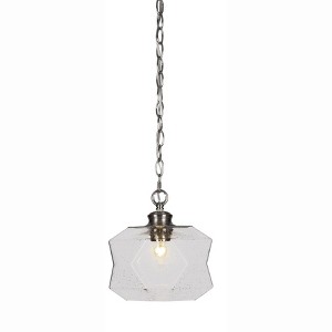 Toltec Lighting Rocklin 1 - Light Pendant in  Brushed Nickel with 8.75" Clear Bubble Shade - 1 of 1