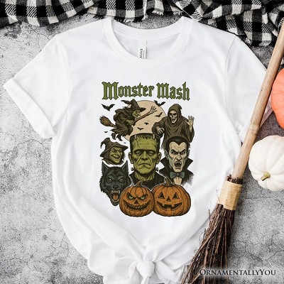 Monster Mash Classic T-Shirt, Halloween Monsters Tee for The Spooky Season White XS