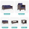 Sonkuki 7-Piece Patio Conversation Set Outdoor Wicker Rattan Furniture Set with Coffee and Side Table, Ottoman and Cushion - 2 of 4