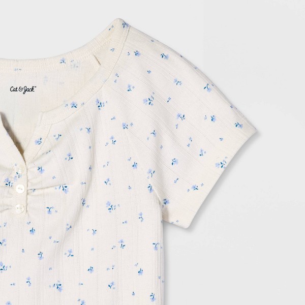 Playera de manga corta para niña, estampado floral, punto calado - Cat & Jack™ 3