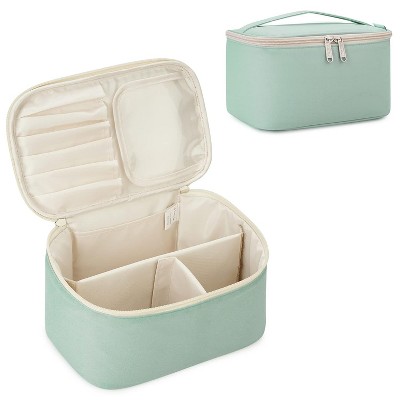 Narwey Travel Makeup Bag with Brush Compartments, Portable Cosmetic Bag Make up Bag Makeup Organizer Case