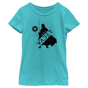 Girl's Star Wars: Obi-Wan Kenobi Darth Vader Strong is the Dark Side Silhouette T-Shirt - 1 of 4