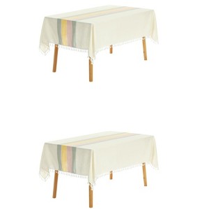 Unique Bargains Rustic Cotton Linen Waterproof Dinner Party Christmas Table Cover 2 Packs - 1 of 4